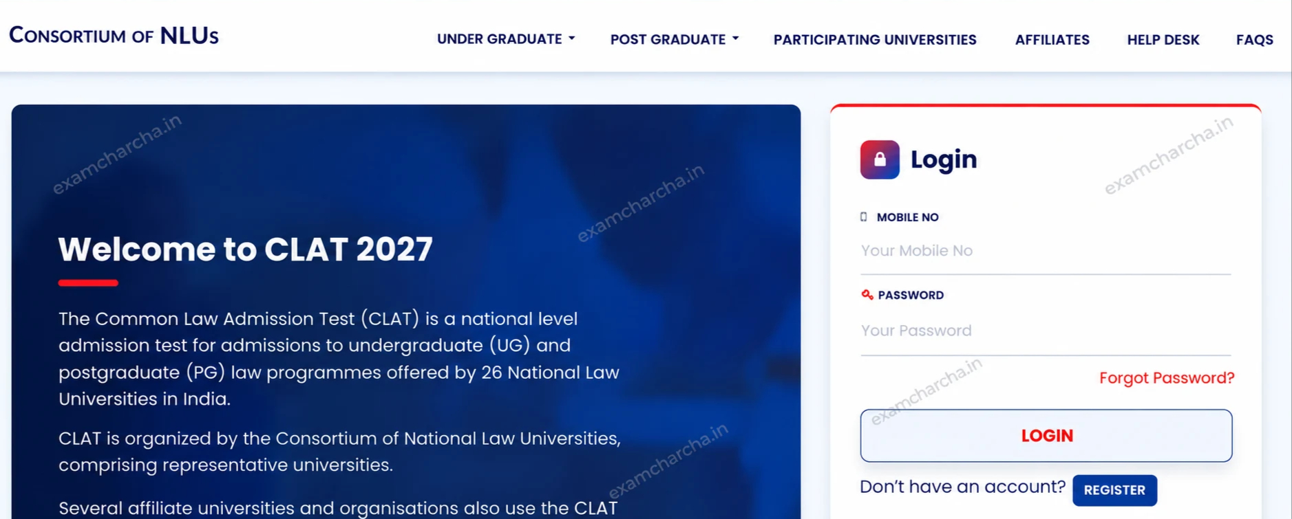 clat website and register