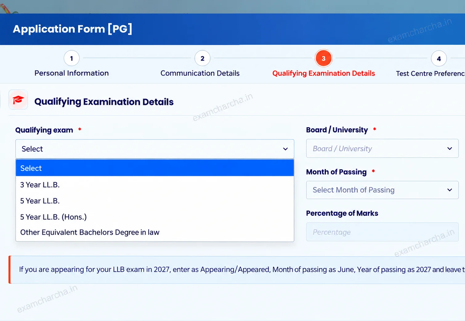 final year students apply for clat pg